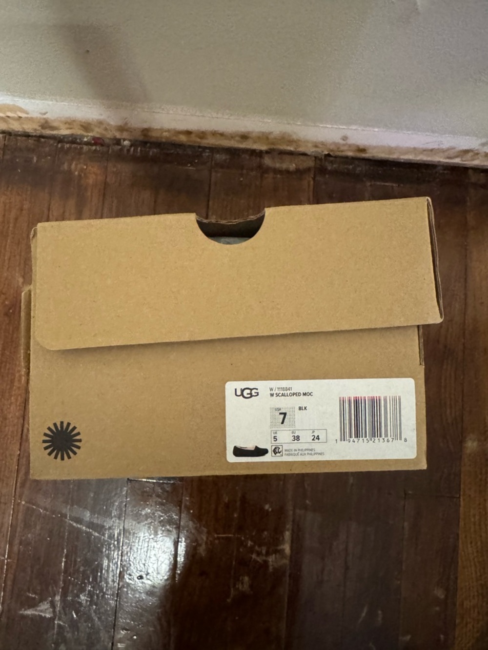 UGG Black Suede Moccasin with Cream Shearling Lining - Picture 2 of 7
